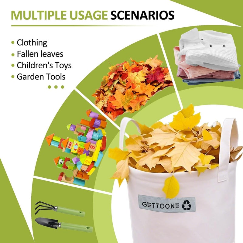 GETTOONE Heavy Duty Lawn and Leaf Bag 32 Gallon, Reusable Round Outdoor Yard Waste Bag with 4 Handles, Tear-Resistant for Lawn Clippings, Storage, Moving - Image 2